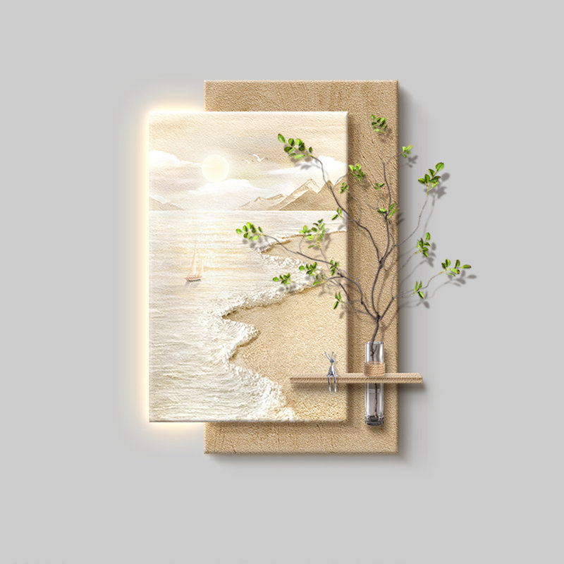 Khaki Modern Manufactured Wood Wall art, 47.24" H x 31.50" W x 7.87" D, Khaki