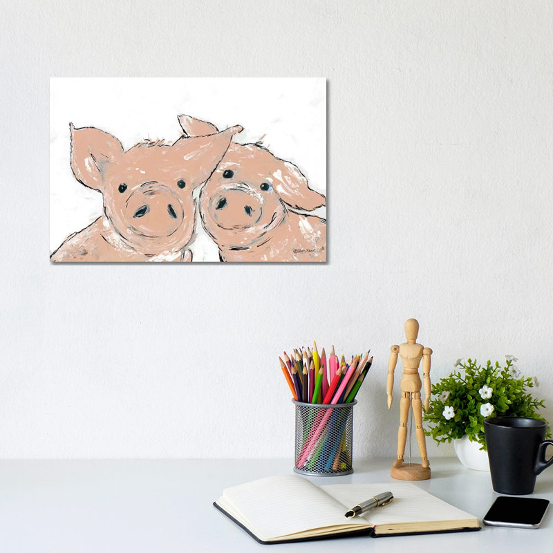 Pigs by Roey Ebert - Painting on Canvas, Wrapped Canvas, 20.32cm H x 30.48cm W x 1.91cm D