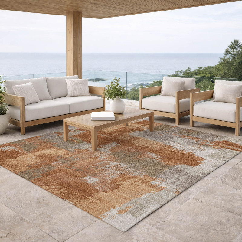Machine Washable Indoor/Outdoor Chantille ACN2913 Modern Rug, 8' x 10', Paprika
