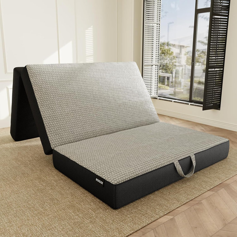 Memory Foam Mattress - Mattress 4 Inch, Trifold Mattress With Washable Cover, Handle & Non-Slip Bottom, Foldable Floor Mattress Guest Bed For RV, Travel, Camping, Yoga