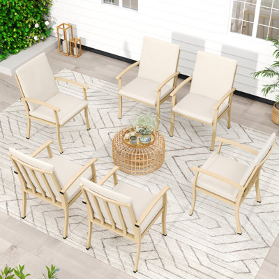 Colby 6-Piece Aluminum Patio Dining Chairs With Cushions