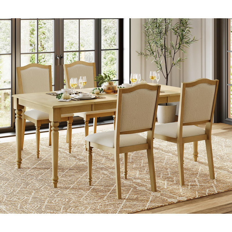 Ensemble de salle à manger 5 pièces, une table et 4 chaises, ensemble de table de salle à manger pour 4 à 6 personnes, chêne