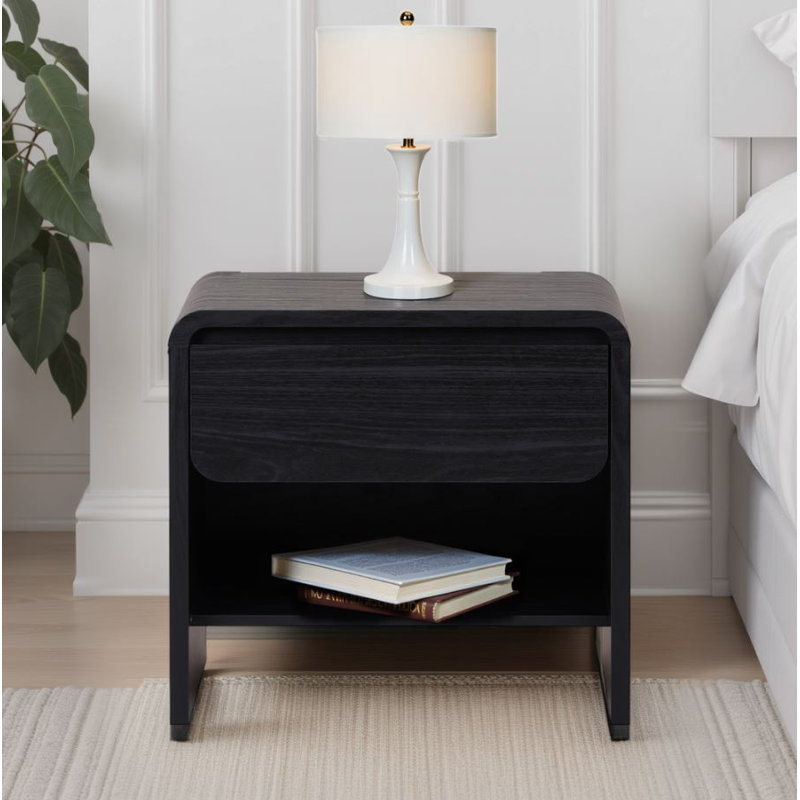 Rickie 1-Drawer End Table with Storage, Black