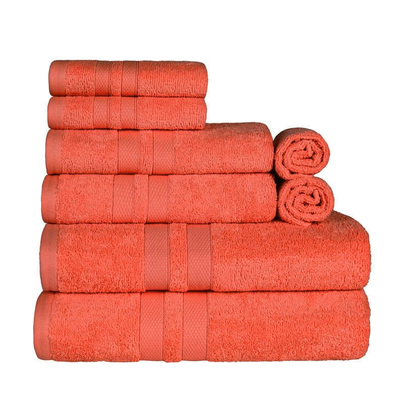 Winthrop Ultra Soft Quick-Drying 8-Piece Cotton Towel Set, Tangerine