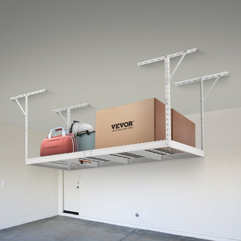 Naidaly Metal Height -Adjustable Ceiling Mounted Rack, 40" H x 96" W x 36" D, White