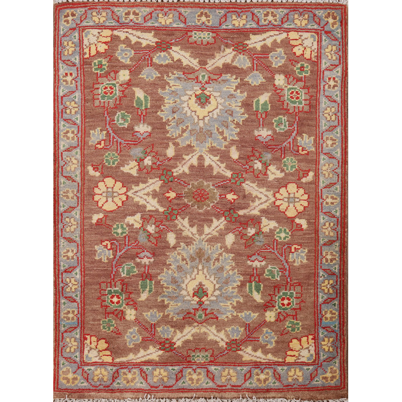 Tapis brun brun à motif floral Kazak