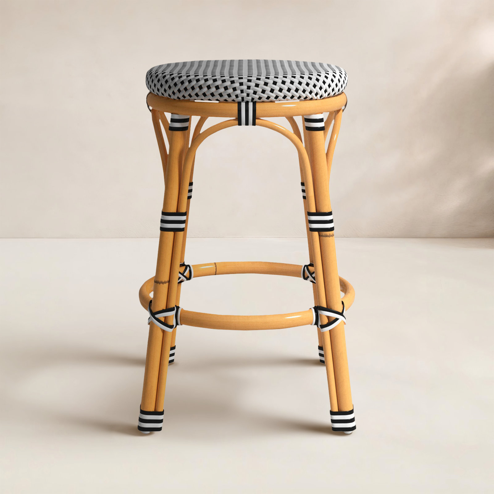 Ellie Patio Bar Stool, Black/White