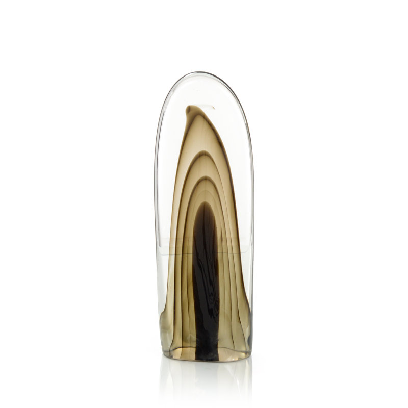 Rippled Brown Handblown Glass Sculpture II