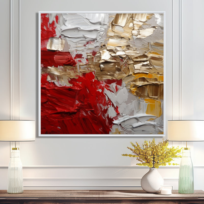 «Cardinal Sin Retro Delight Abstract Red & Gold», reproduction d'art sur toile, H 16 po x l 16 po x P 1 po, Toile tendue