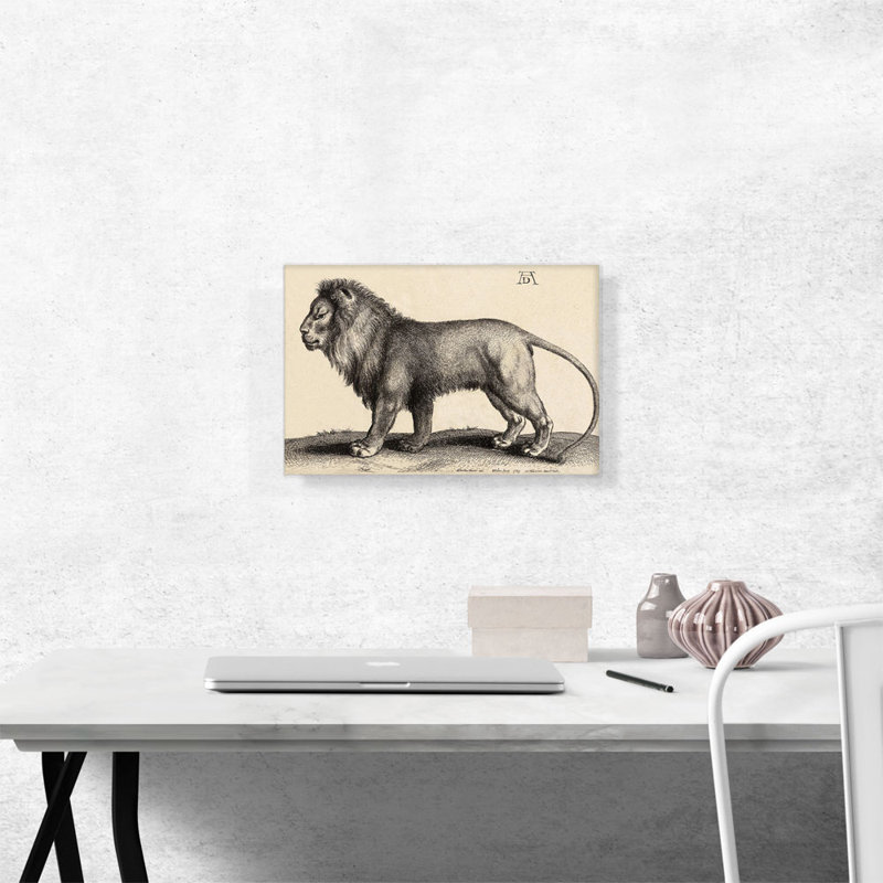 Reproduction d'art sur toile tendue, "Un lion debout" par Albrecht Dürer, H 12 po x l 18 po x 1,5 po