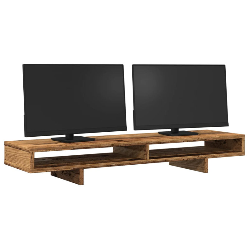 Balzarotti Manufactured Wood Monitor Stand, 15cm H x 100cm W x 27cm D, Old Wood