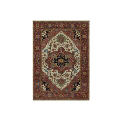 Tapis ivoire antique en laine nouée à la main 5 pi 1 po x 7 pi 2 po 0CC76BA594774DE2A1B7CD167261A8F2
