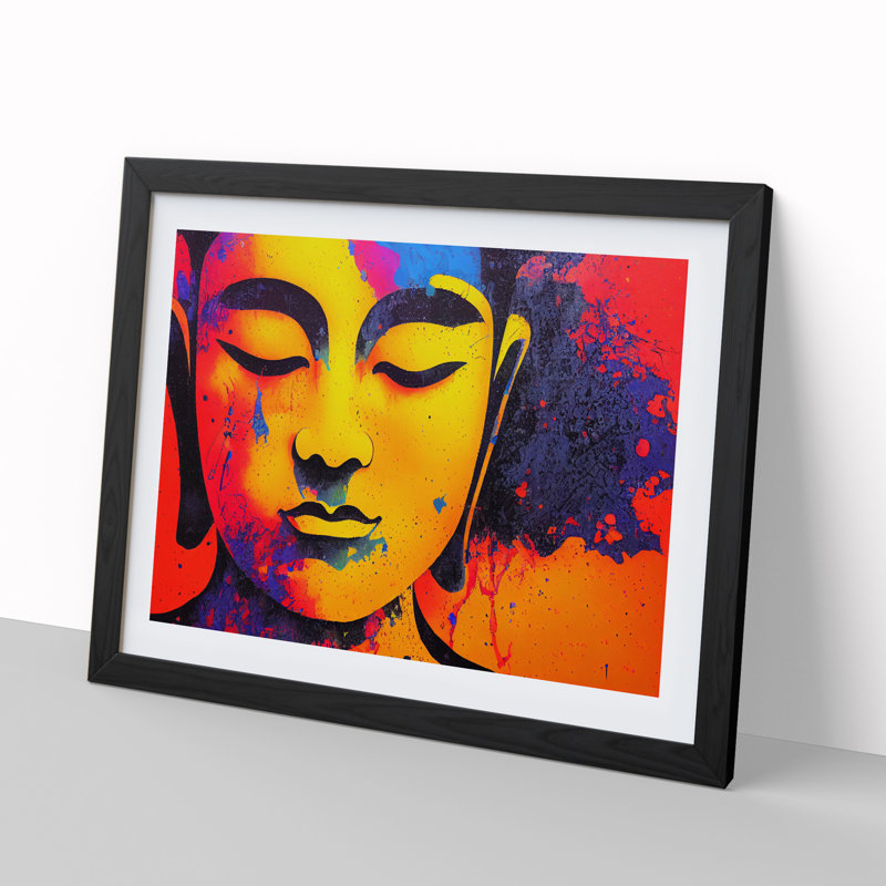 Colourful Buddha Vol.1 Abstract - Single Picture Frame Print, 46cm H x 64cm W x 2cm D, Black