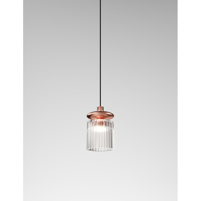 Tread 1 - Light LED Pendant, Crystal Transparent, Matte Copper, 2700 Kelvins