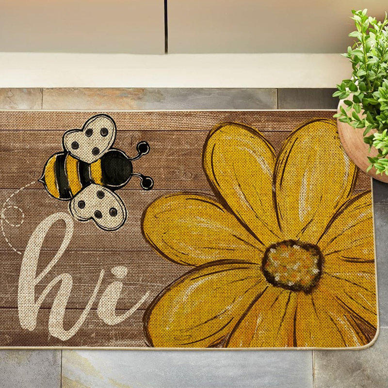 Tapis d'intérieur / extérieur à profil bas Bee Daisy
