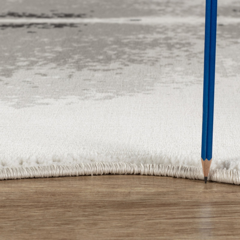 5 pi Tapis gris X 7, fabriqué à la machine de style éclectique rustique, pour les espaces très passants et argenté à 100%, sauvage