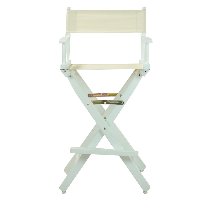 30" Folding Director Chair with Canvas, Natural/Wheat, White