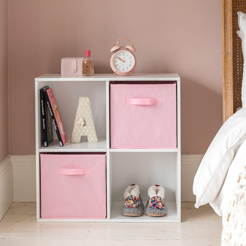 Northville 61cm W Cube Bookcase, (4 Shelves) 61cm H x 61cm W x 30cm D, White/Pink