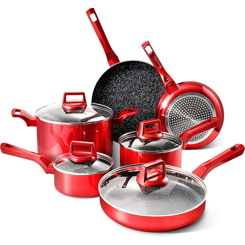 Batterie de cuisine antiadhésive en aluminium 10 pièces