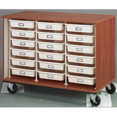 Diversified Woodcrafts Mobile Tote Tray Storage Cabinet