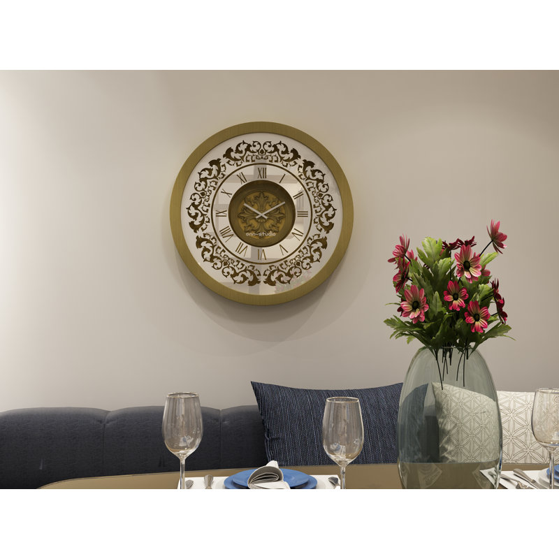 Allyna Manufactured Wood Wall Clock, 60cm H x 60cm W x 7cm D, Bronze Effect