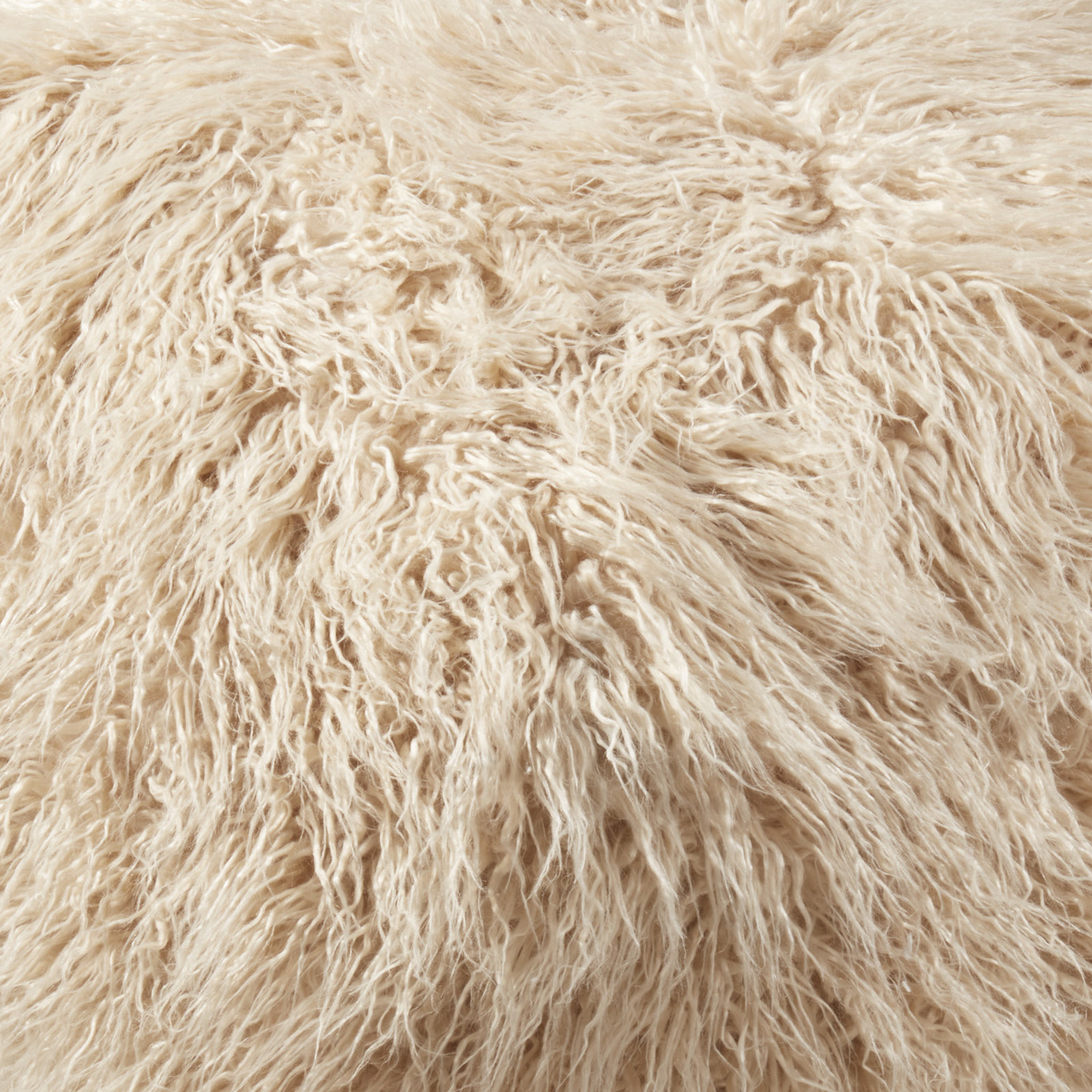Faux Mongolian Collection 20" Pouffe, Cream Acrylic