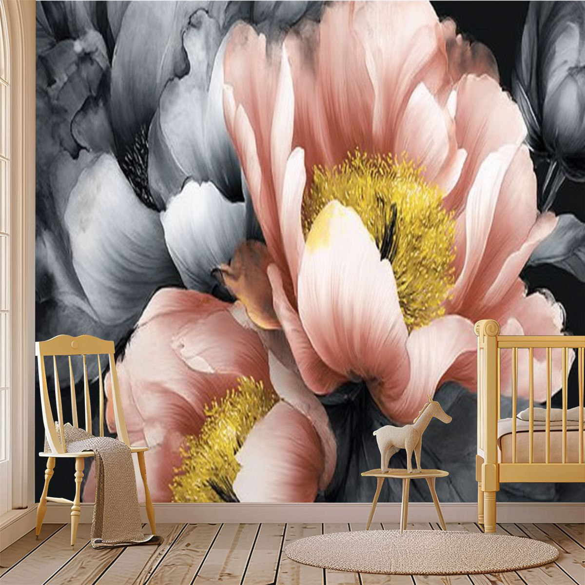 Latitude Run® Peel and Stick Wallpaper Wall Mural Peony Flower Pink ...