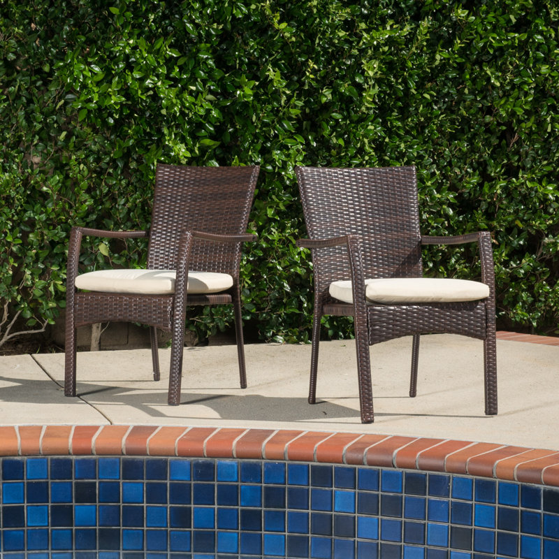 Charleston 3-Piece Brown Wicker Outdoor Stacking Chair Set
