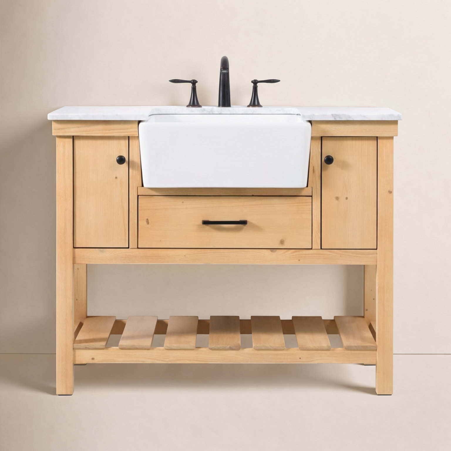 Pelaghia 42'' Single Bathroom Vanity, Natural Wood