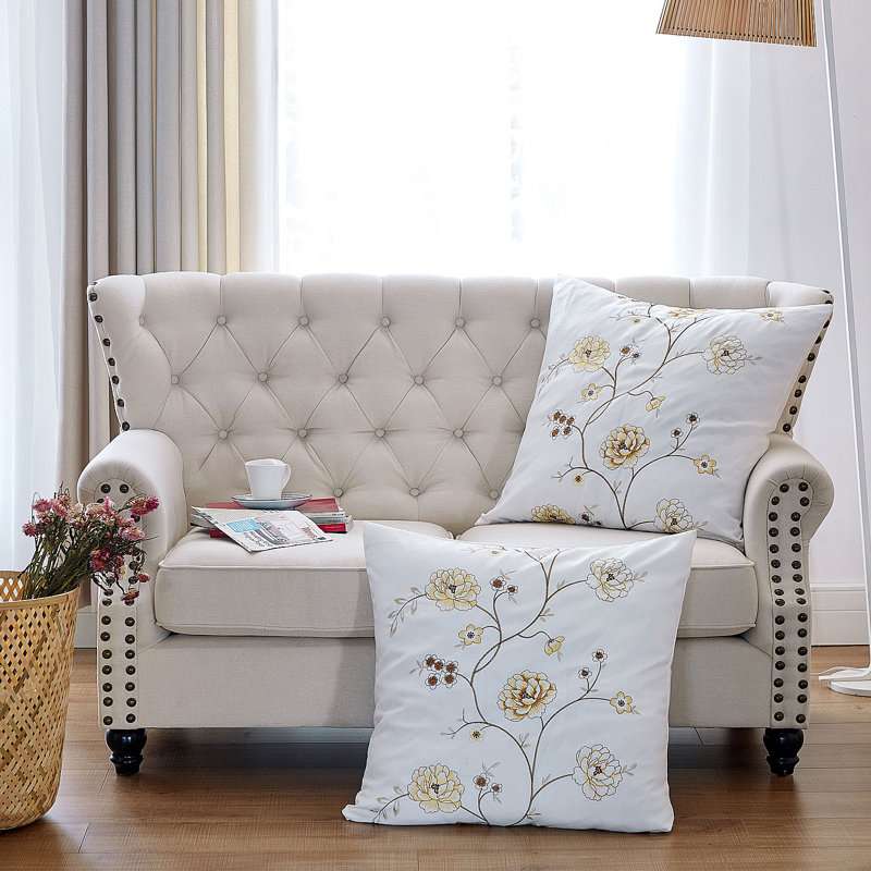 Floral Square Euro Cushion Cover, Gold