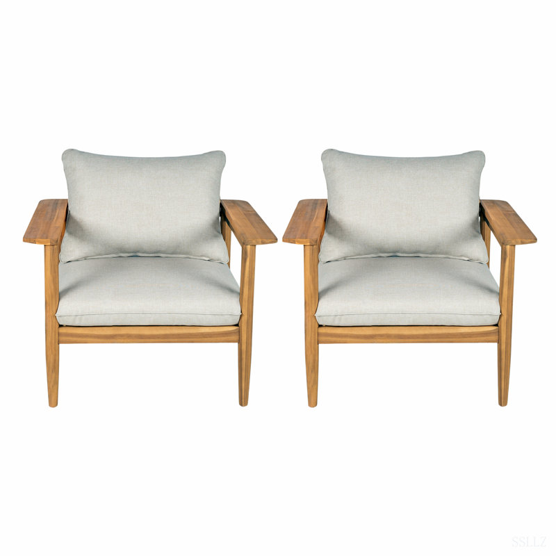 Terassi Outdoor Acacia Wood Lounge Chair, Set Of 2
