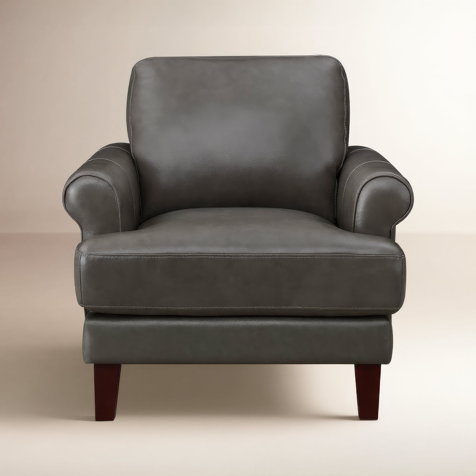Maybell Genuine Leather Accent Chair, Maybell Dawn Concord Gray Genuine Leather