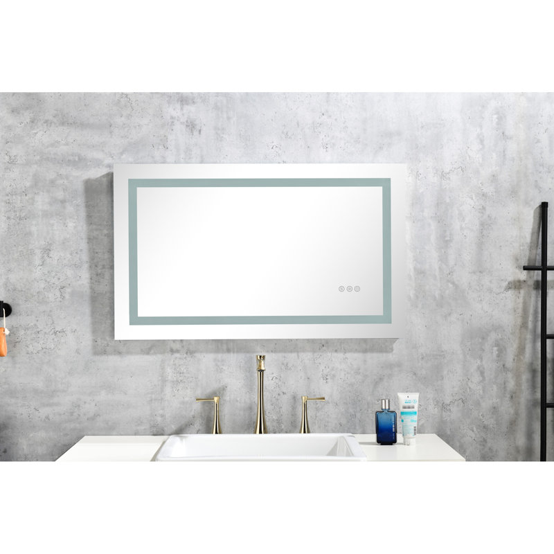 Miroir de salle de bain 40 po x 32 po avec brouillard à DEL, à intensité variable, 3 couleurs, fonction mémoire, températures de couleur de la coiffeuse murale, pour une utilisation durable