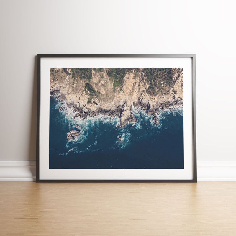 Aerial Ocean On Rocks by Vouvart - Single Picture Frame Print