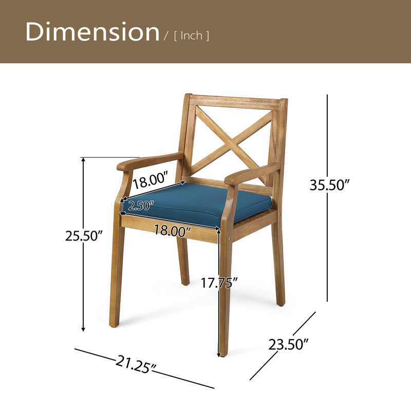 Chaise avec 2 coussins Perla, Bleu / Naturel