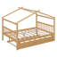 Lit double en bois avec lit gigogne simple-1418985670