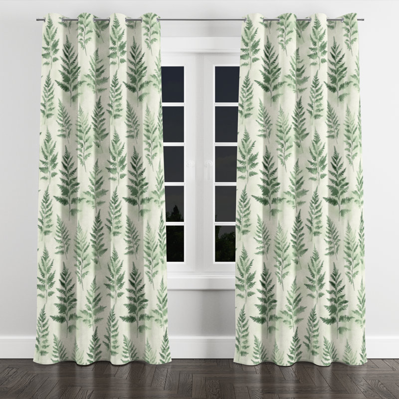 Floral Velvet Curtains - Coastal Fern Whisper Grommet Curtain - 1 Panel, 52" W x 63" L, Silver Grommets