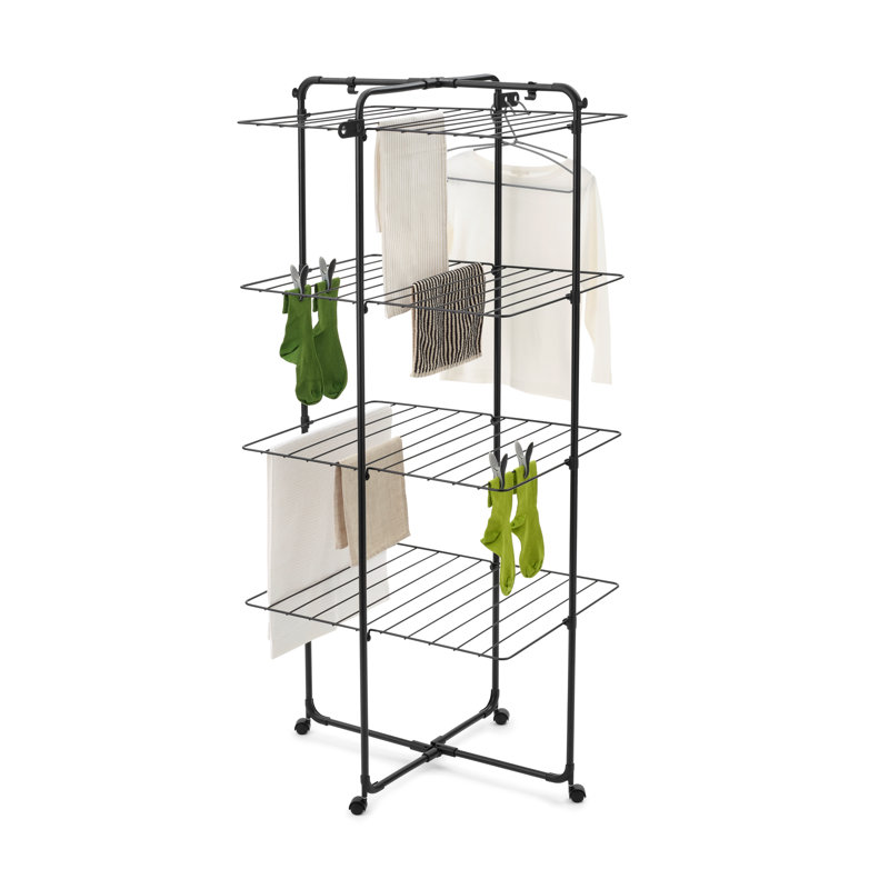 Brabantia Hangon Tower Drying Rack, Black, 162.6cm H x 76.2cm W x 73.7cm D