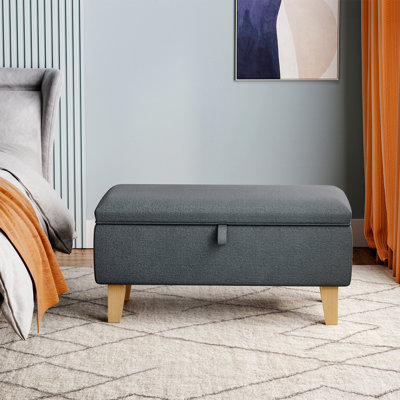 Amelie 71Cm Wide Rectangle Linen Upholstered Storage Ottoman