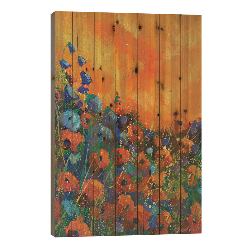 Coquelicots orange par Pol Ledent - impression sur bois sans cadre