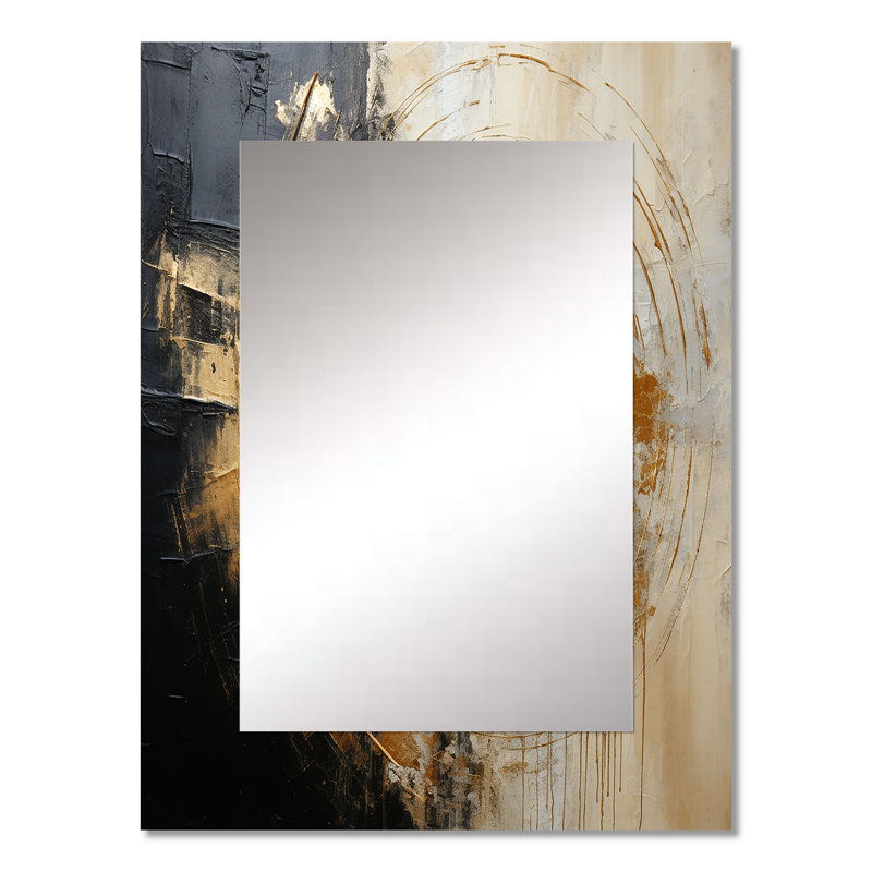 Minimalisme Vortex Poteries - miroir unique spirales abstraites, grand miroir mural moderne, impression d'art en métal