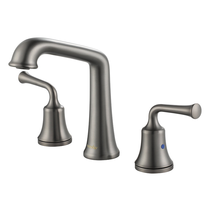 Widespread 2-handle Bathroom Faucet with Drain Assembly, Black Stainless