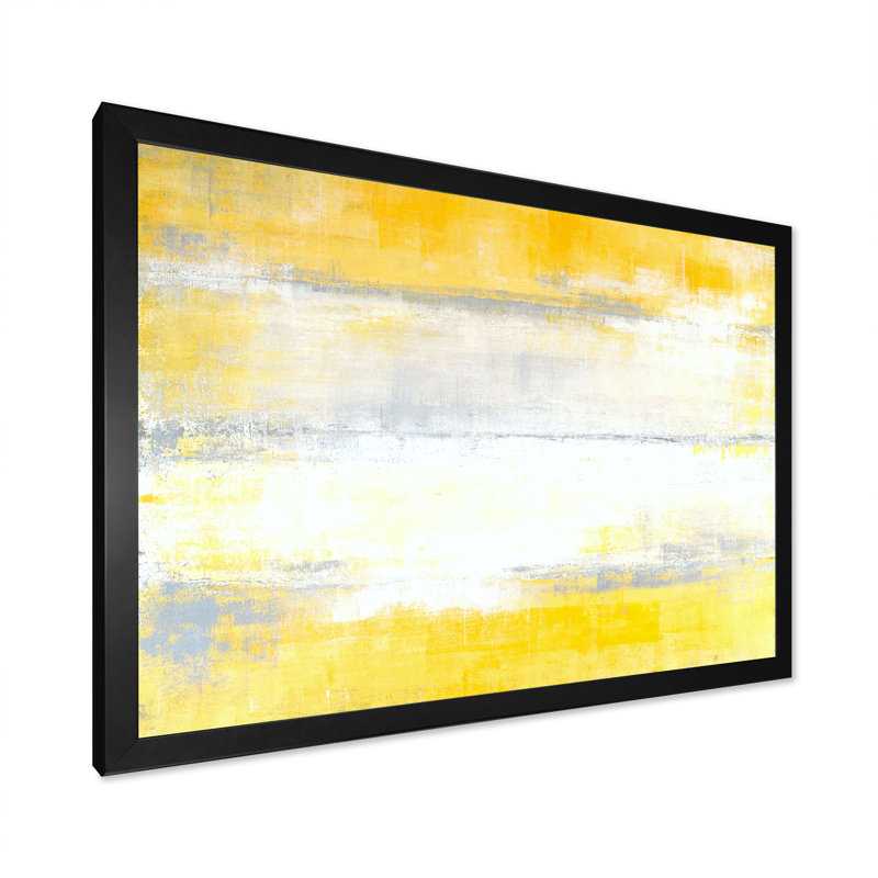 «Gray Meets Yellow Modern Art X III», reproduction d'art sur toile, Impression noire sur toile encadrée