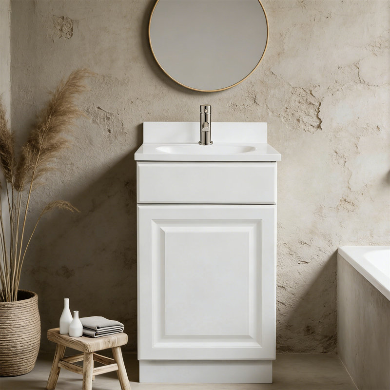Meuble-lavabo de salle de bain, structure en bois massif, comptoir de meuble-lavabo, facile à assembler
