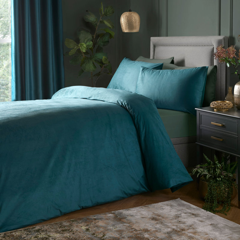 Montrose 100% Polyester Duvet Cover Set, King Duvet Cover + 2 Standard Pillowcases, Teal