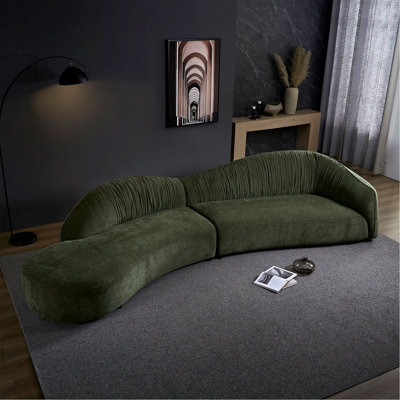 Canapé rembourré 145,67 po Mid-Century avec méridienne orientée à gauche pour le salon, la chambre à coucher, un appartement et un bureau