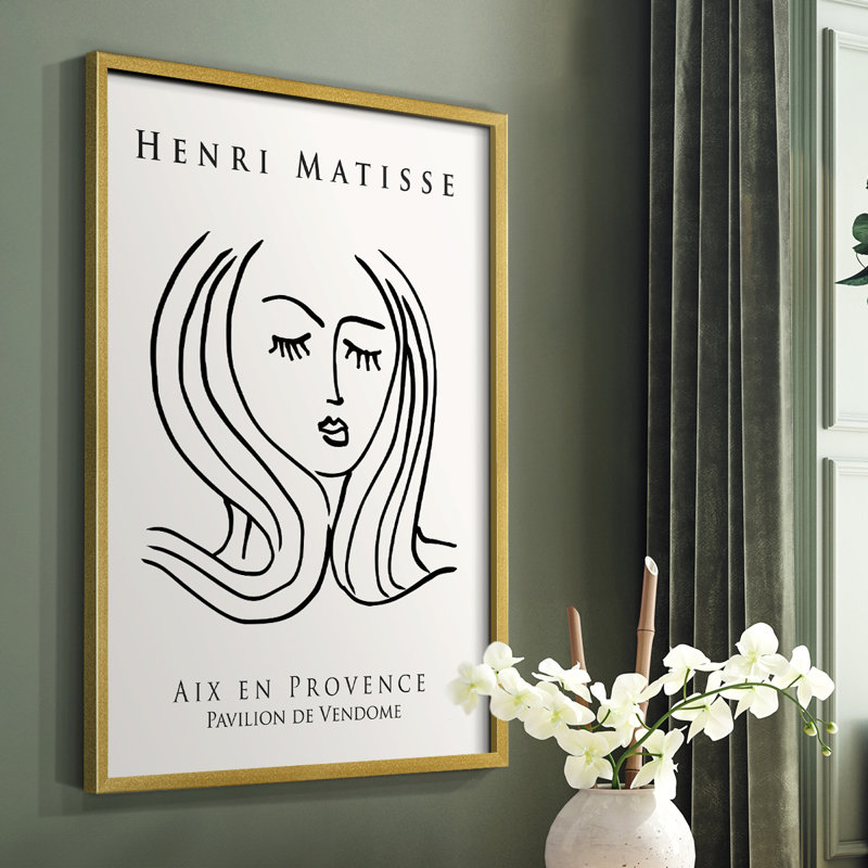 Matisse CXLVII, reproduction encadrée - bois massif, Or, H 28 po x l 22 po