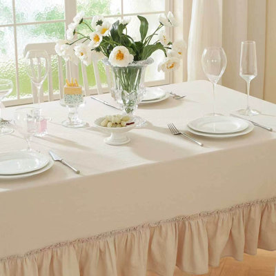 Nappe rectangulaire en coton délavé à volants