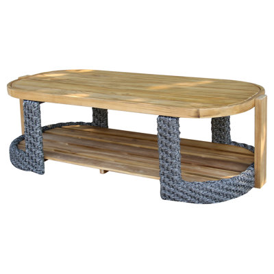 Estate Teak & Wicker Outdoor Coffee Table