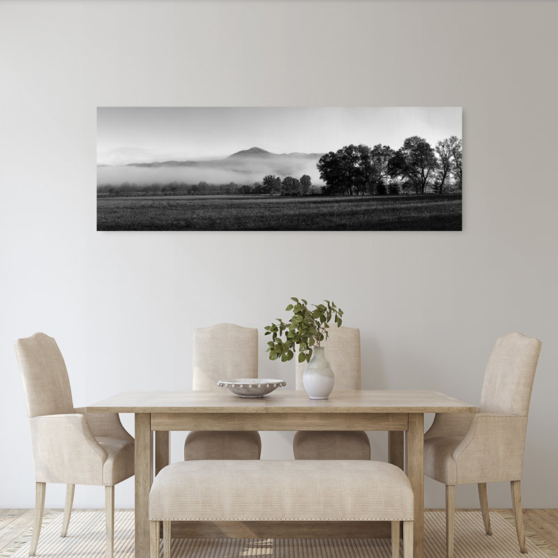 Fog Over Mountain Cades Cove Great Smoky Mountains National Park Tennessee USA by James Schwabel - Wrapped Canvas Panoramic Print